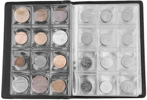 Vista 4 de Colección de 120 bolsillos para monedas, álbum de almacenamiento de monedas, libro para coleccionistas, bolsillo de centavo (negro)
