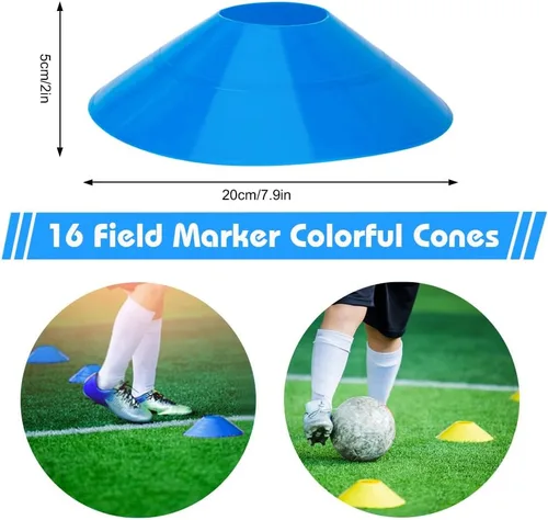 Vista 3 de Juego de entrenamiento de velocidad y agilidad para fútbol - Escalera de agilidad de 20 pies, 12/16 conos deportivos y entrenador de patada