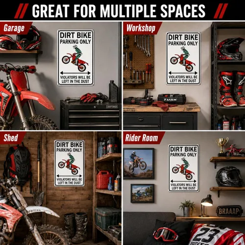 Vista 3 de Smilelife Accesorios para Moto de Tierra para Niños Regalos de Motocross Graciosos Letrero Vintage de Estaño para Parqueo Solo de Motos Sucias