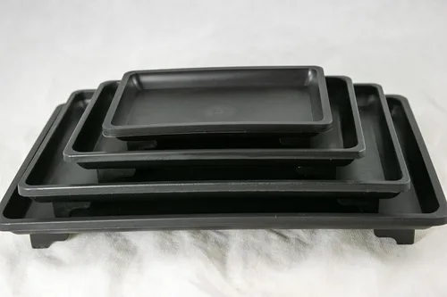 Vista 2 de Bandeja rectangular de plástico negro para humedad/goteo para árbol bonsái y plantas de interior de casa 5.25"/ 7"/ 9"/10.5