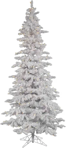 Vista 6 de Vickerman Árbol de Navidad artificial delgado blanco flocado sin luz de 9' (A893580)