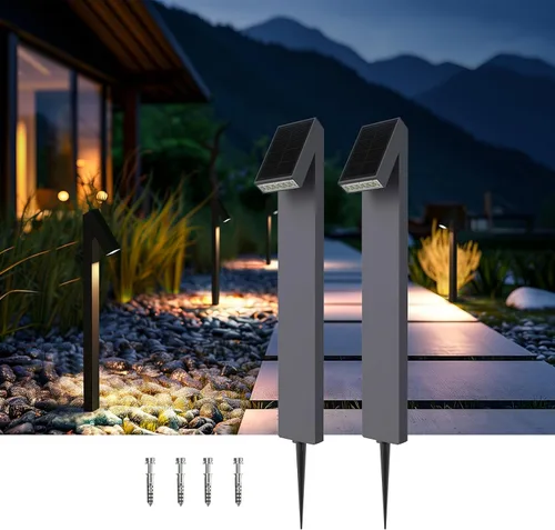 Vista 11 de SOTTLOT Luces solares para senderos al aire libre, luz solar regulable con IP65 a prueba de agua, 500LM 3000K iluminación solar al aire libre