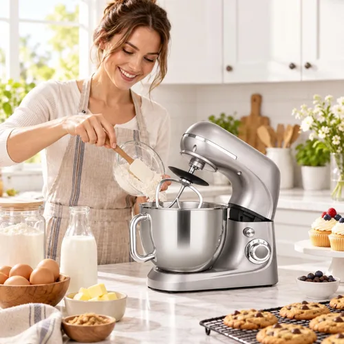 Vista 9 de 5.3 QT Stand Mixer, 660W Large Capacity Dough Mixer for Kitchen