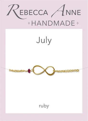Vista 102 de Pulsera con dije de infinito con piedra natal, joyería hecha a mano, regalo para ella