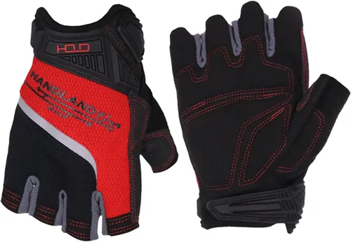 Vista 10 de HANDLANDY Guantes tácticos de impacto sin dedos para hombre, guantes de trabajo con agarre acolchado de medio dedo, guantes de conductor de Verde