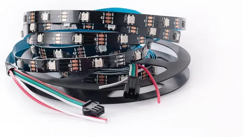 Vista 15 de WS2812B Tira de luz LED direccionable individual 100Pixels/m SMD 5050 RGB Pixel Strip DC5V (3.2FT 100LEDS no impermeable, PCB blanco)