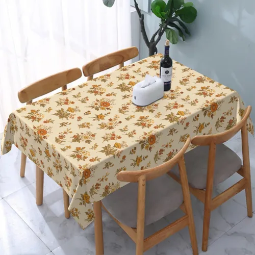 Vista 22 de Cafl Mantel retro con diseño de girasol de los años 70, sin arrugas, para picnic, cocina, vacaciones, comedor, rectangular, poliéster lavable