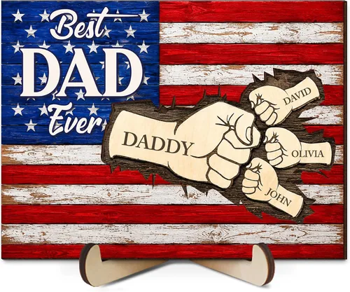 Vista 31 de Regalos personalizados de béisbol con texto en inglés «We Caught the Best Dad», regalos para el Día del Padre de parte del hijo, marco de madera