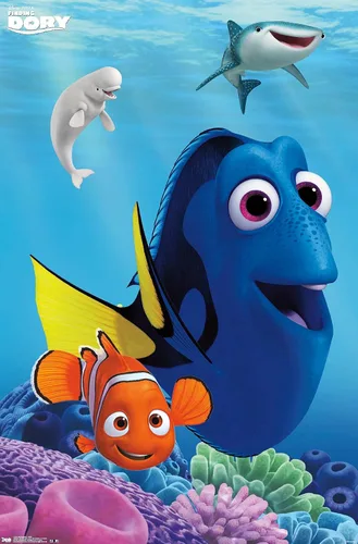 Vista 11 de Trends International Disney Pixar Finding Dory - Póster de pared de Dory, 14.725 x 22.375 pulgadas, versión enmarcada de madera de granero