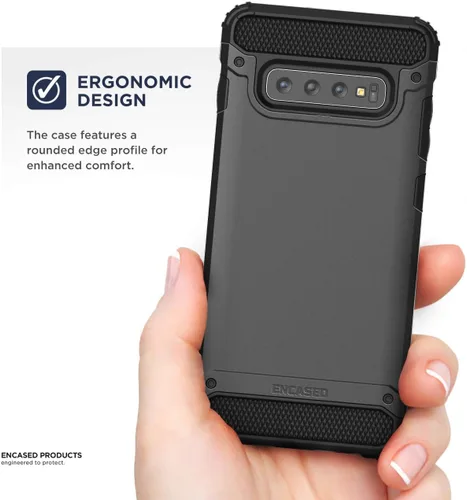 Vista 3 de ENCASED Funda protectora para Galaxy S10 Plus [doble capa] Protección contra caídas a prueba de golpes - Negro (para Samsung S10+)