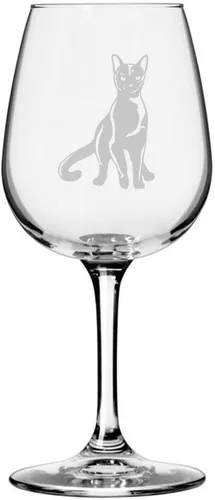 Vista 195 de Copa de vino de 12.75 onzas con temática de gato abisinio grabada para todo uso