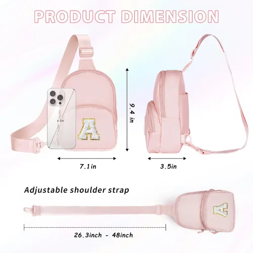 Vista 4 de YOOLIFE Bolso bandolera con inicial, bolsas pequeñas para niñas y mujeres, regalos para adolescentes, niñas, adolescentes, novia, dama de honor