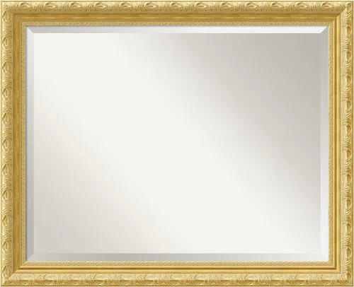 Vista 14 de Amanti Art 24x20 Bathroom Vanity Mirror, Versailles Gold Wood Frame, Rectangular Wall Mirror, Beveled Edge, Hangs Horizontally or Vertically