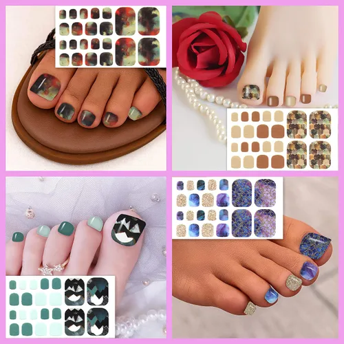 Vista 4 de 440 puntas, 20 hojas de calcomanías de uñas de gel para mujeres, calcomanías de uñas de gel con estampado de mármol, tiras autoadhesivas de esmalte
