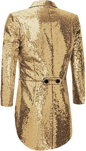 Vista 2 de Men Halloween Costume Jacket Sequins Tux Swallowtail Suit for Wedding Dinner Party Ringmaster Show Blazer