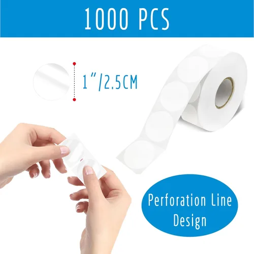 Vista 3 de 1000 calcomanías redondas transparentes, transparentes, autoadhesivas, paquete con línea de perforación para sobres, cajas y embalaje de regalo