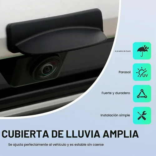 Vista 4 de Protector de lluvia para cámara de respaldo de automóvil, cubierta de silicona para cámara de visión trasera, protector impermeable para mayor Negro