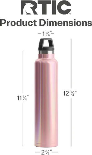 Vista 5 de RTIC Botella de agua aislada al vacío de 26 onzas, aislamiento de doble pared de acero inoxidable, sin BPA, reutilizable, a prueba de fugas