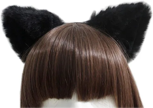 Vista 3 de E-TING - Diadema de pelo largo con orejas de gato para cosplay