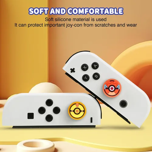 Vista 3 de DLseego PK Balls - 4 tapas de agarre para el pulgar regular NS SwitchSwitch LiteSwitch OLED, Pika Joy Con controlador de joystick cubierta
