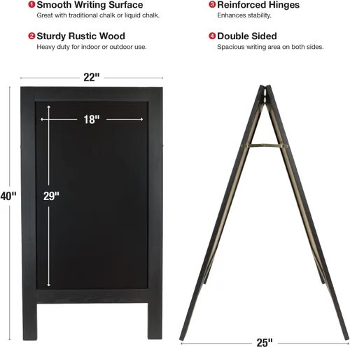 Vista 4 de Pizarra de madera de 40 x 20 in (rústica) – GPP-0001, 5 - Negro