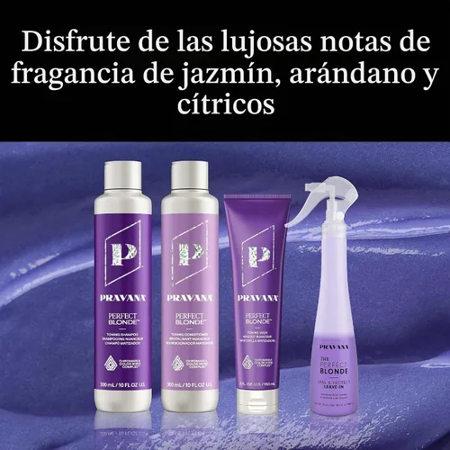Vista 8 de Pravana The Perfect Blonde Seal & Protect Leave-In Conditioner Spray Treatment Detangler Neutralizes Brassy, Yellow Tones For Color Treated Hair