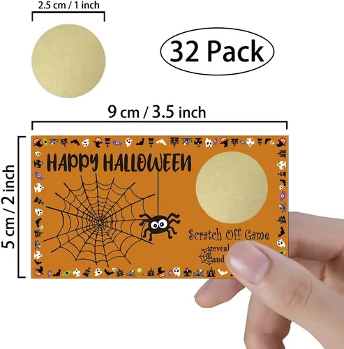 Vista 2 de REWIDPARTY Juego de fiesta de Halloween (32 unidades) - Vales para juegos de fiesta de Halloween, premios de juegos de rifas, suministros