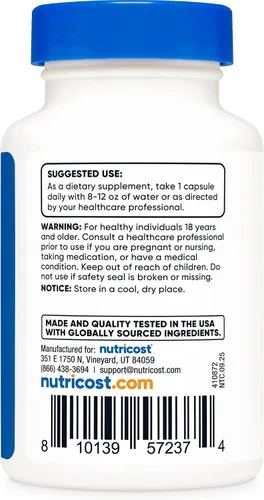 Vista 4 de Nutricost Cápsulas de dihidroberberina (100 mg, 60 cápsulas) - Metabolito más biodisponible de berberina