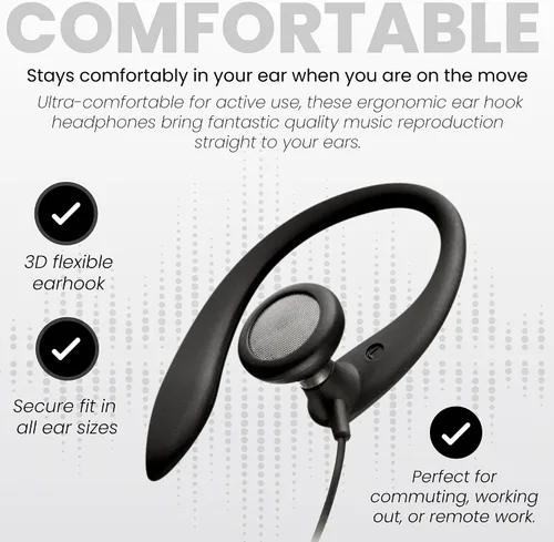 Vista 4 de PHILIPS SHS3200BK/37 Auriculares flexibles con gancho para la oreja, color negro