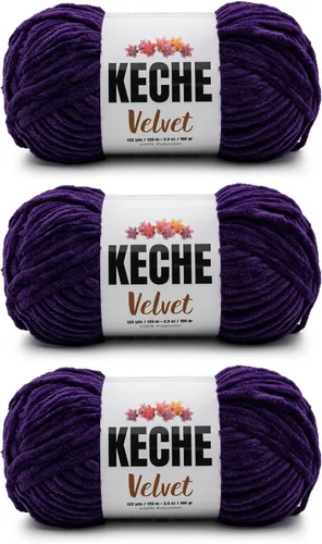 Vista 12 de Keche Hilo para ganchillo, hilo de terciopelo, chenilla suave, manta de bebé voluminosa amigurumi Yarn 3.53 oz (132 yardas) - Arona