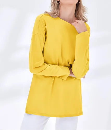 Vista 17 de Fisoew Camisetas de manga larga para mujer, holgadas, casuales, con cuello redondo, blusa suave