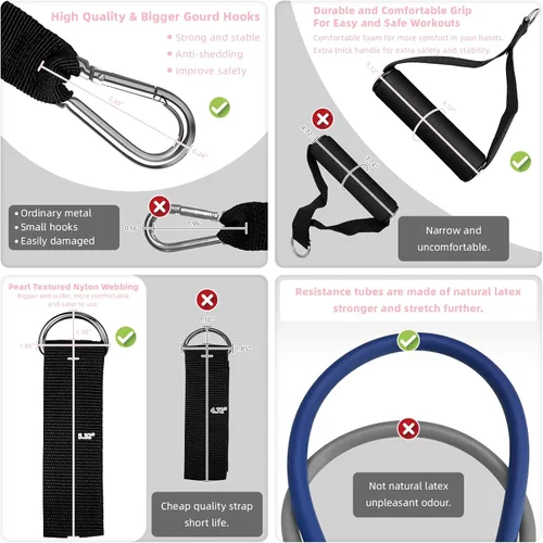 Vista 3 de Aihoye Bandas de resistencia para entrenamiento, bandas de ejercicio con asas, bandas elásticas para ejercicio, bandas de entrenamiento con anclajes