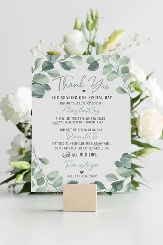 Vista 4 de Your Main Event Prints 50 tarjetas de decoración de eucalipto para boda, perfectas para añadir a centros de mesa y decoraciones de boda