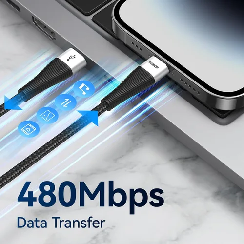 Vista 6 de Cable USB C a Lightning de 6 pies, paquete de 2 [certificado Apple MFi], cable de carga rápida tipo C a cable Lightning para iPhone 14 Pro