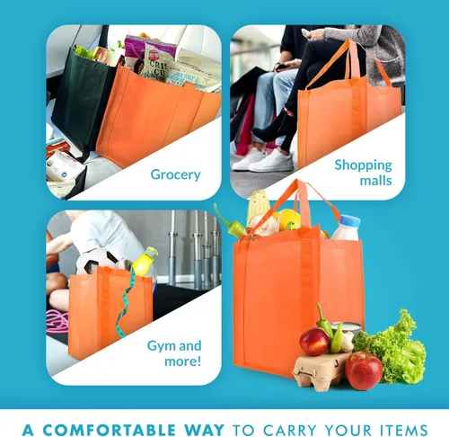 Vista 5 de Simply Green Solutions - Bolsas de comestibles reutilizables, bolsas anchas con asa reforzada de 20 pulgadas, bolsas de compras para comestibles