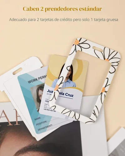 Vista 2 de Uniclife Porta credenciales deslizante floral con carrete retráctil y mosquetón con clip para cordón desmontable, protector de tarjeta vertical