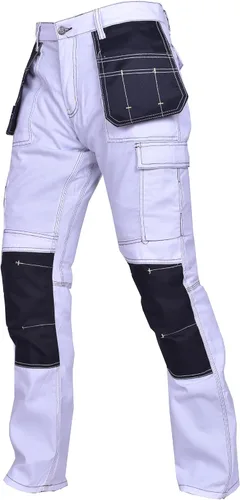Vista 3 de Pantalones de construcción para hombre con rodillas Cordura reforzadas, pantalones de trabajo de carpintero, pantalones tácticos de seguridad