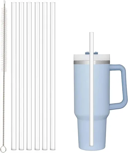 Vista 10 de Popote de repuesto compatible con vaso Stanley de 40 onzas y 30 onzas, paquete de 6 popotes reutilizables con cepillo de limpieza, plástico