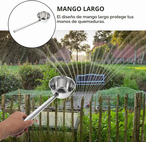 Vista 5 de Yardwe Cucharón de agua de mango largo de 18 pulgadas de acero inoxidable para cocina y jardinería, cuenco profundo, regadera para el hogar