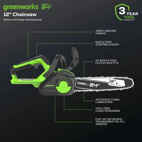 Vista 5 de Greenworks Juego de herramientas de jardín de 5 piezas de 48 V (24 V x 2): cortacésped de empuje de 20 pulgadas, recortadora de cuerdas de 12