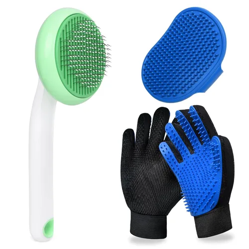Vista 8 de Cepillo para guantes de aseo para gatos, paquete de 2, herramienta para quitar el pelo de mascotas