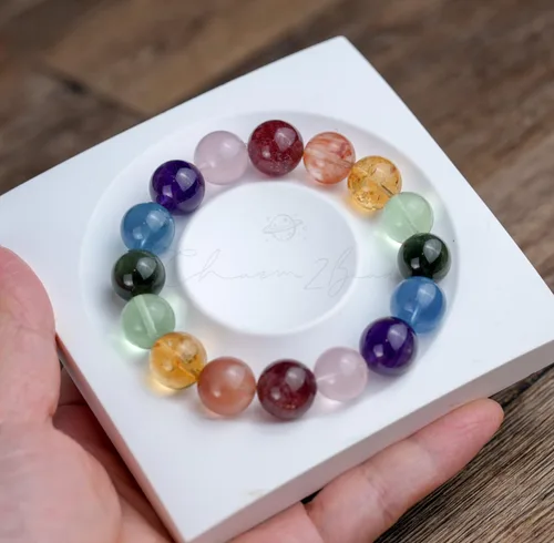 Vista 97 de Precious Gemstone Natural Crystal Healing Bracelet, Rutilated Quartz, Moonstone, Quartz Handmade Original Design Bracelet