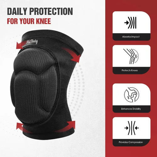 Vista 4 de Rodilleras protectoras para hombres, mujeres y niños – 1 par de almohadillas acolchadas de espuma gruesa para voleibol, danza, jardinería, lucha
