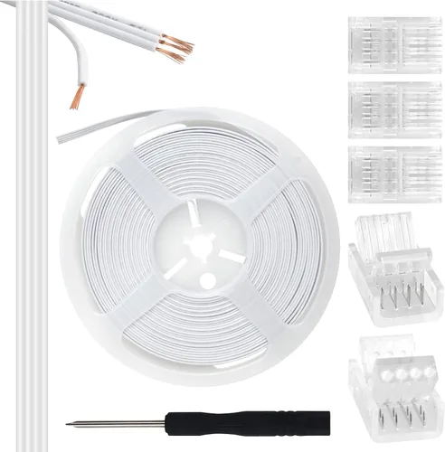 Vista 10 de RGBZONE Kit de Conectores de Tira LED de 2 Pines, 5 Conectores de Tira a Cable de 8mm y Cable de Extensión de 10m para Tiras de Luces LED de un Solo