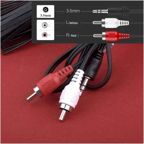 Vista 3 de Cable de audio estéreo macho a doble RCA macho (derecho e izquierdo), 6 pies - Paquete de 3