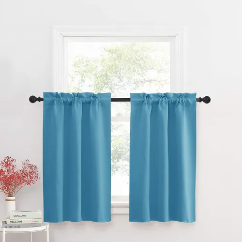 Vista 19 de NICETOWN Cortinas estilo granja de 30 pulgadas de largo para gabinete y alacena de cocina, con aislamiento térmico, bolsillo para barra, cortinas