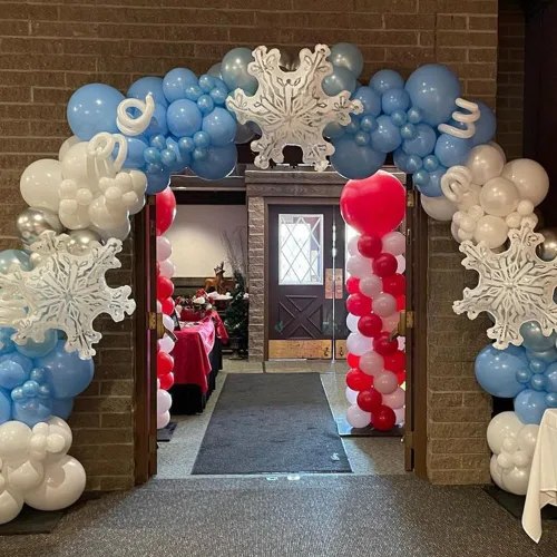 Vista 6 de 5 piezas globos transparentes de copo de nieve de 36 pulgadas, globos de lámina Mylar transparentes de copo de nieve navideños para decoraciones
