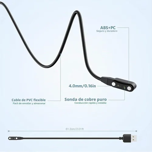Vista 6 de Cargador universal magnético para reloj inteligente, accesorios de reloj inteligente de 2 pines de 0.157 in, cable de cargador magnético de repuesto