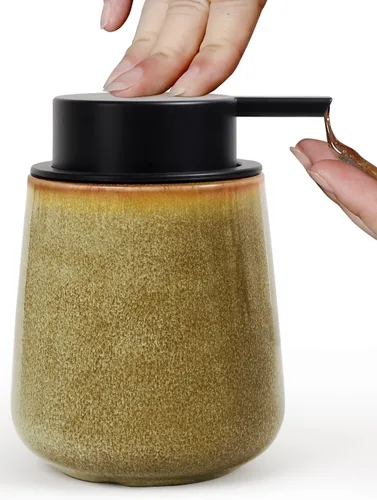 Vista 13 de INGOFIN Dispensador de Jabón de Cerámica Espumoso - Dispensador de Jabón de Mano de 12oz de Espuma para Baño, Dispensador de Platos Moderno