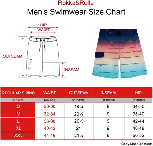 Vista 6 de Rokka&Rolla Traje de baño para hombre, 9 pulgadas, secado rápido, elástico, para playa